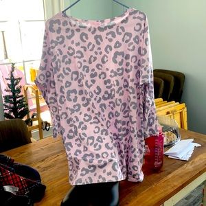 Pink lily pink and gray cheetah shirt, size medium. Never worn
